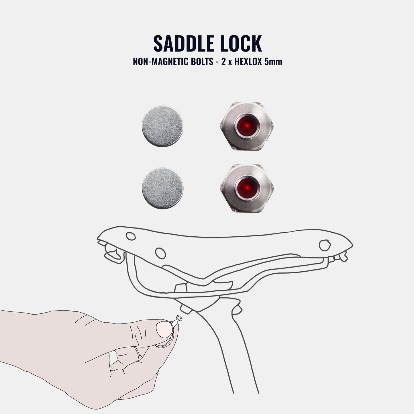 Hexlox - 2 x 5mm (For Saddle with 2 Non-Magnetic Bolts)