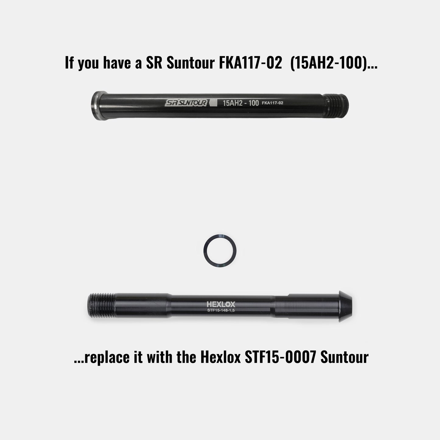 Hexlox Thru Axle - Replacement for Suntour Thru Axles