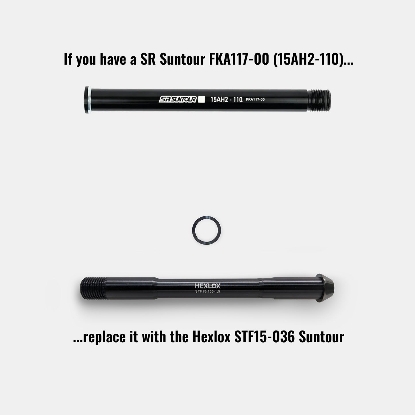 Hexlox Thru Axle - Replacement for Suntour Thru Axles