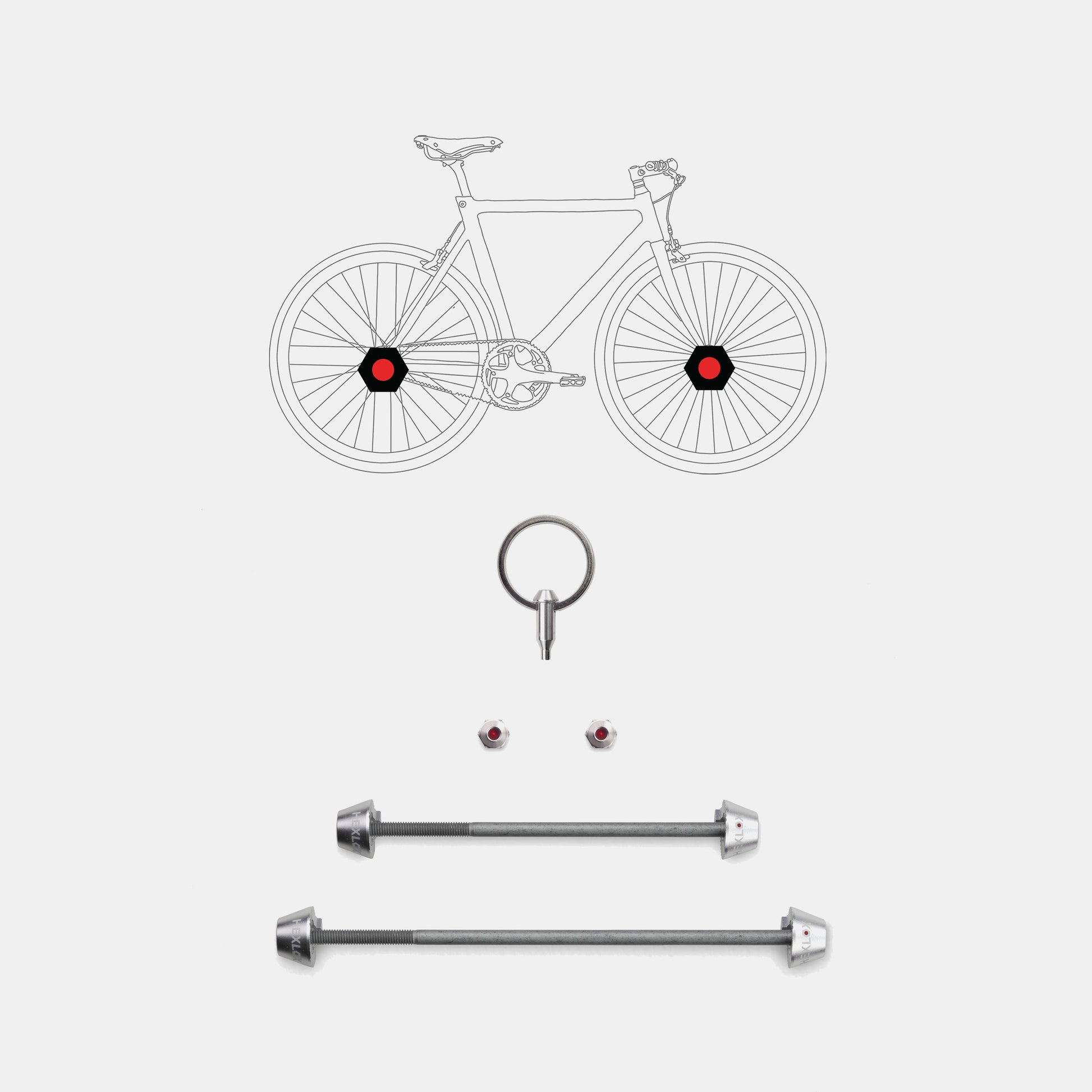 rennrad schnellspanner diebstahlschutz Hexlox Schnellspannachse - Schutz gegen Diebstahl – Hexlox