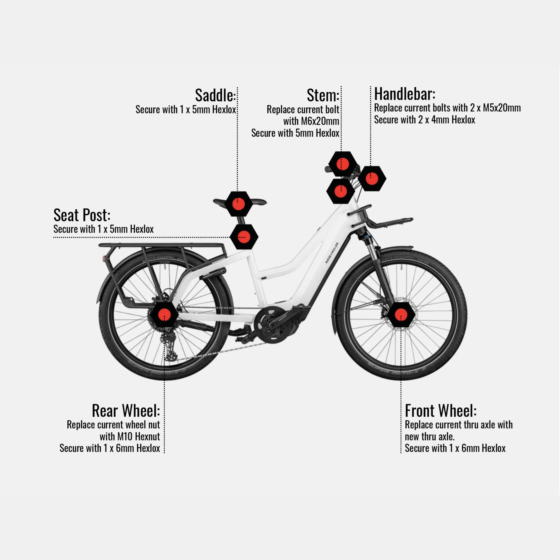 Riese Muller Multi Charger Mixte 2022 Security Set Hexlox Hexlox Anti Theft for Saddles Wheels and More